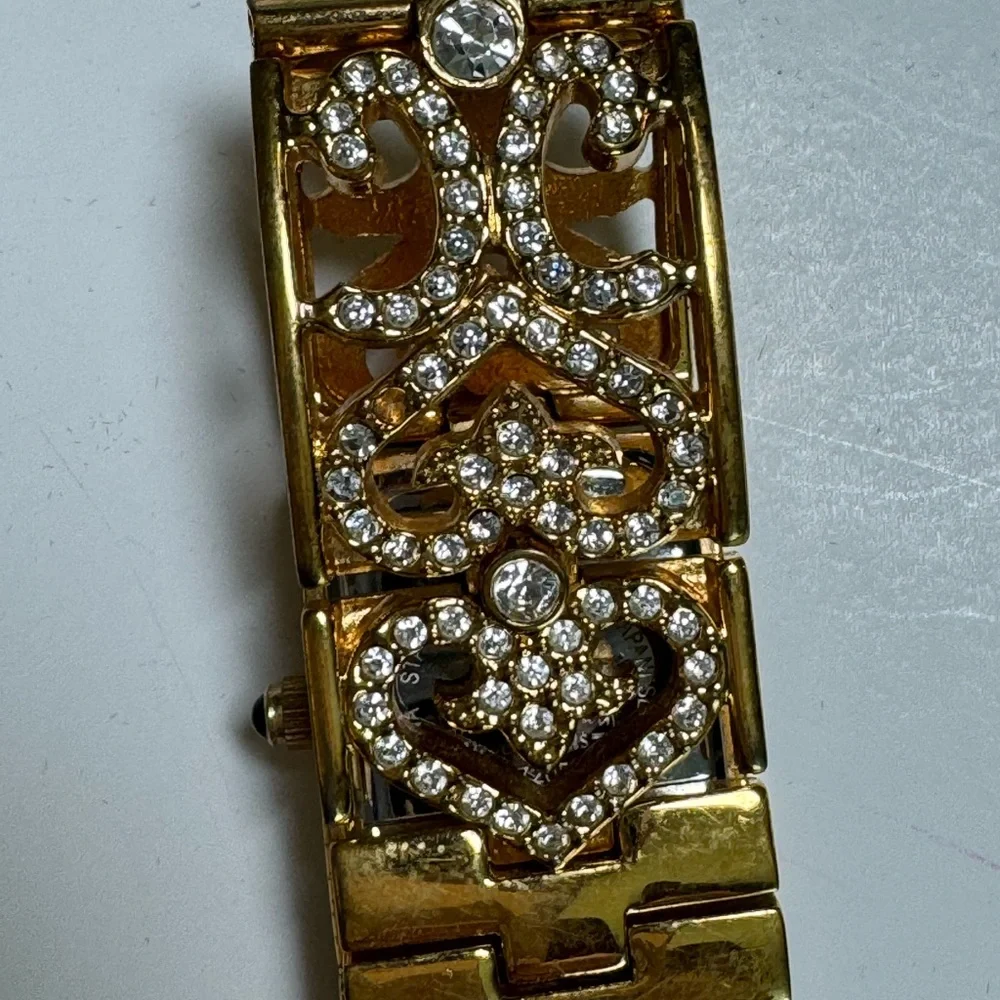 Soft Bangle hinged Link Crystal Bracelet Watch Victoria Wieck GOLD